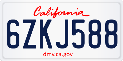 CA license plate 6ZKJ588