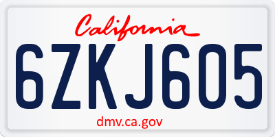 CA license plate 6ZKJ605