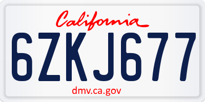 CA license plate 6ZKJ677