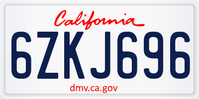 CA license plate 6ZKJ696