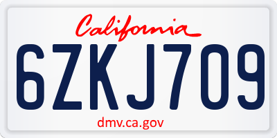 CA license plate 6ZKJ709