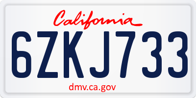 CA license plate 6ZKJ733