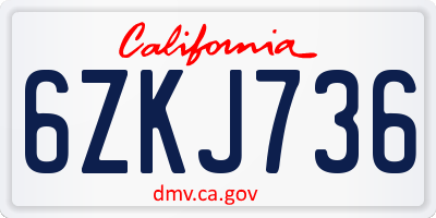 CA license plate 6ZKJ736