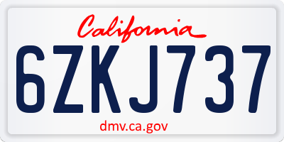 CA license plate 6ZKJ737