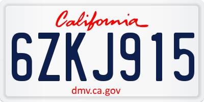 CA license plate 6ZKJ915