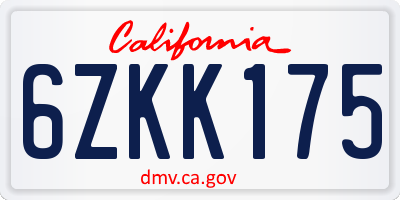 CA license plate 6ZKK175