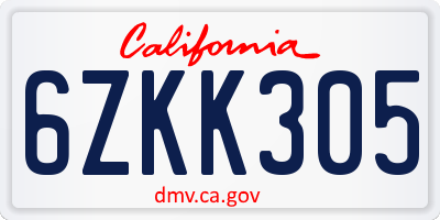 CA license plate 6ZKK305