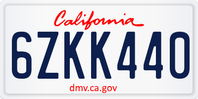 CA license plate 6ZKK440