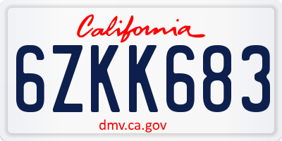 CA license plate 6ZKK683