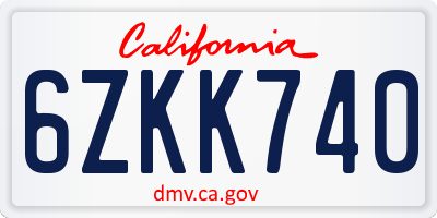 CA license plate 6ZKK740