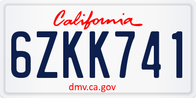 CA license plate 6ZKK741
