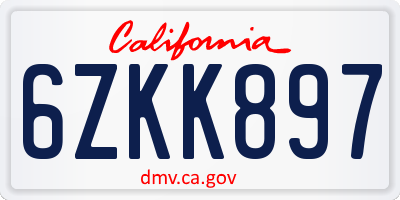 CA license plate 6ZKK897
