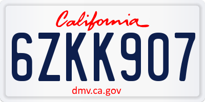 CA license plate 6ZKK907