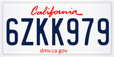 CA license plate 6ZKK979