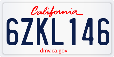 CA license plate 6ZKL146