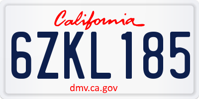 CA license plate 6ZKL185