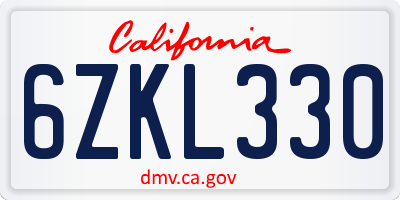 CA license plate 6ZKL330