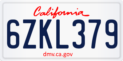 CA license plate 6ZKL379