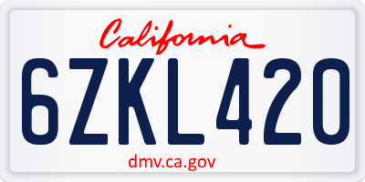 CA license plate 6ZKL420