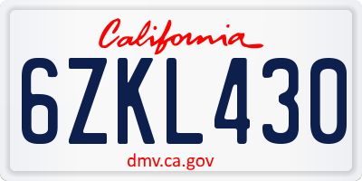 CA license plate 6ZKL430