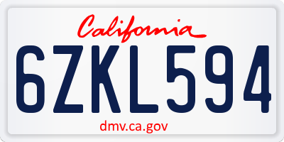 CA license plate 6ZKL594
