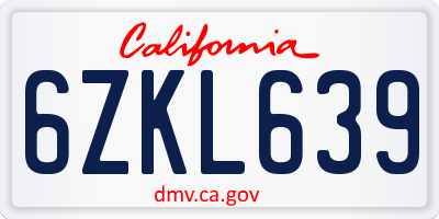 CA license plate 6ZKL639