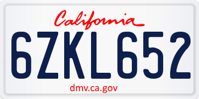 CA license plate 6ZKL652