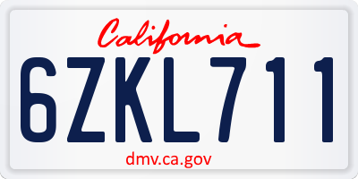 CA license plate 6ZKL711