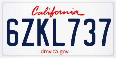 CA license plate 6ZKL737