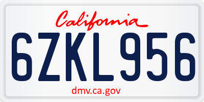 CA license plate 6ZKL956