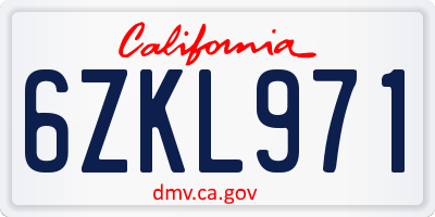 CA license plate 6ZKL971