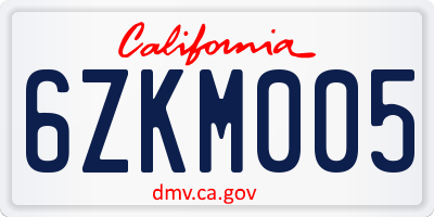 CA license plate 6ZKM005