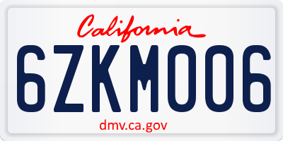CA license plate 6ZKM006