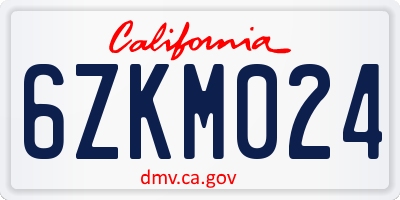 CA license plate 6ZKM024
