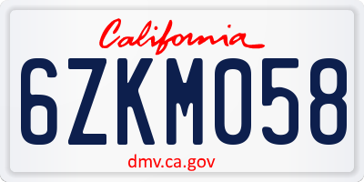 CA license plate 6ZKM058