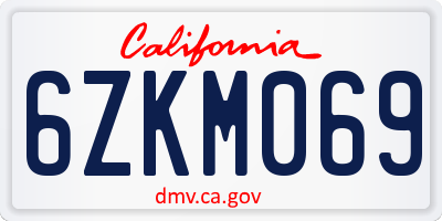 CA license plate 6ZKM069
