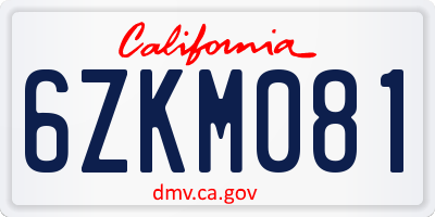 CA license plate 6ZKM081
