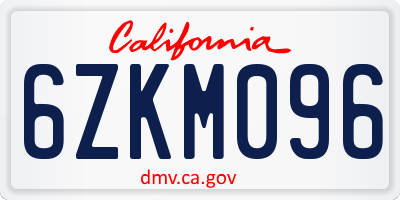 CA license plate 6ZKM096