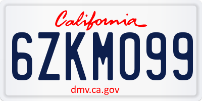 CA license plate 6ZKM099