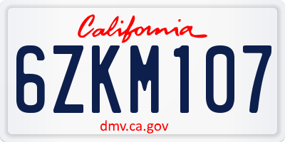 CA license plate 6ZKM107
