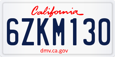 CA license plate 6ZKM130