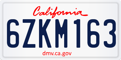 CA license plate 6ZKM163