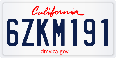 CA license plate 6ZKM191
