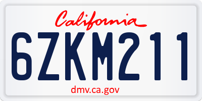 CA license plate 6ZKM211