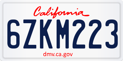 CA license plate 6ZKM223