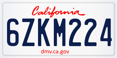 CA license plate 6ZKM224