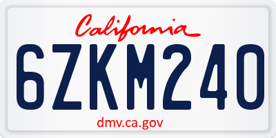 CA license plate 6ZKM240