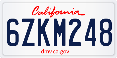 CA license plate 6ZKM248
