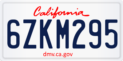 CA license plate 6ZKM295