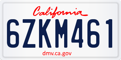 CA license plate 6ZKM461